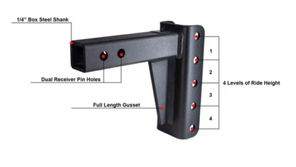 4" Drop/Rise Hitch ( 2 inch or 2 5/16 ball) Daily Rental